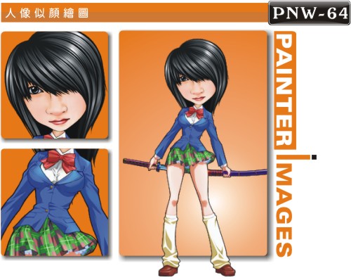 pnw-64<em>剑道美少女</em>造型q版画