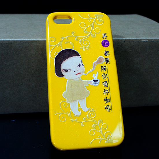 彩印手機殼iPhone軟殼黃色-002