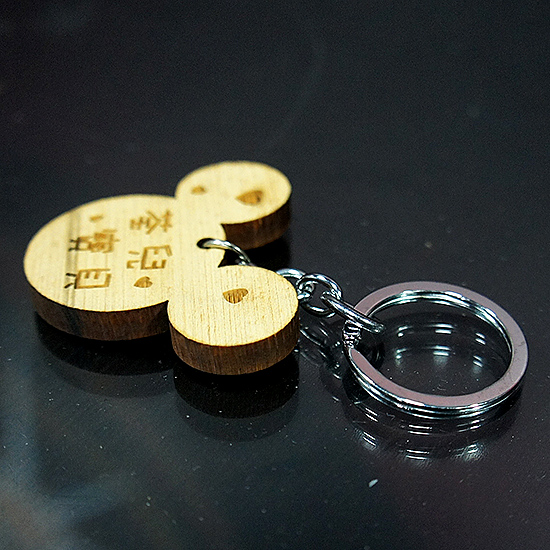 米奇原木鑰匙圈單面-006