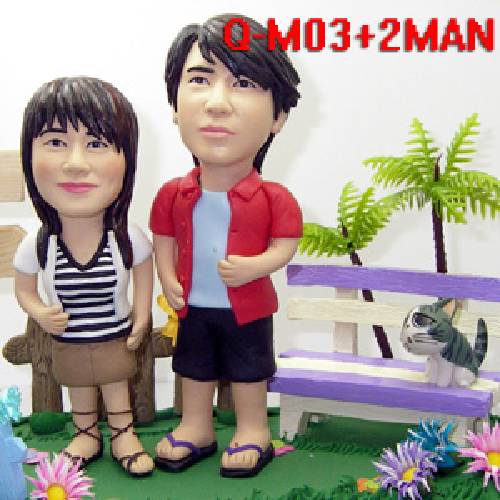 Q-M03+2MAN場景公仔+壓克力盒