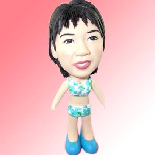 Q-F16小綠花比基尼女郎公仔