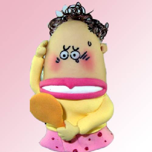 Q-F22黃衣粉紅裙女孩公仔