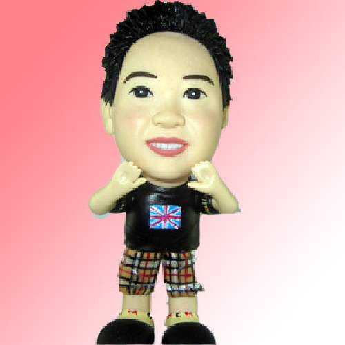 Q-F42黑T恤格子褲小孩公仔